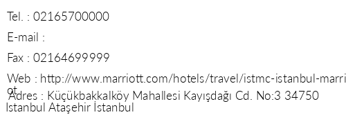 stanbul Marriott Hotel Asia telefon numaralar, faks, e-mail, posta adresi ve iletiim bilgileri